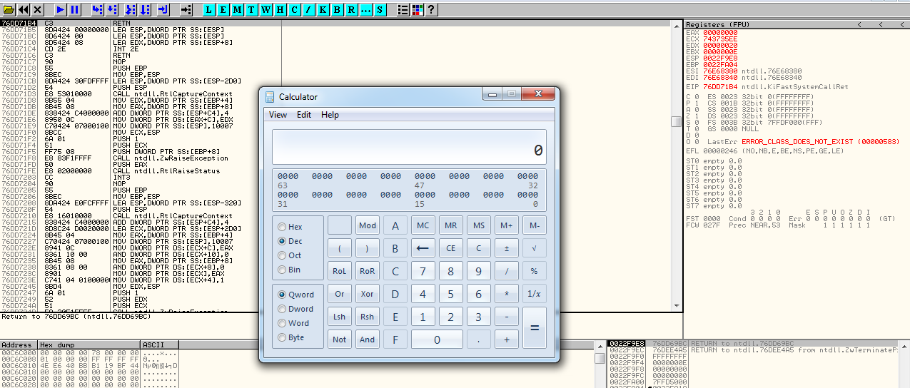 calc.exe open